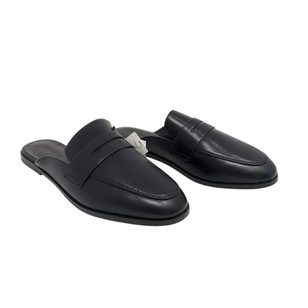 Banana Republic Black Leather Loafer Mule Slides Size 8